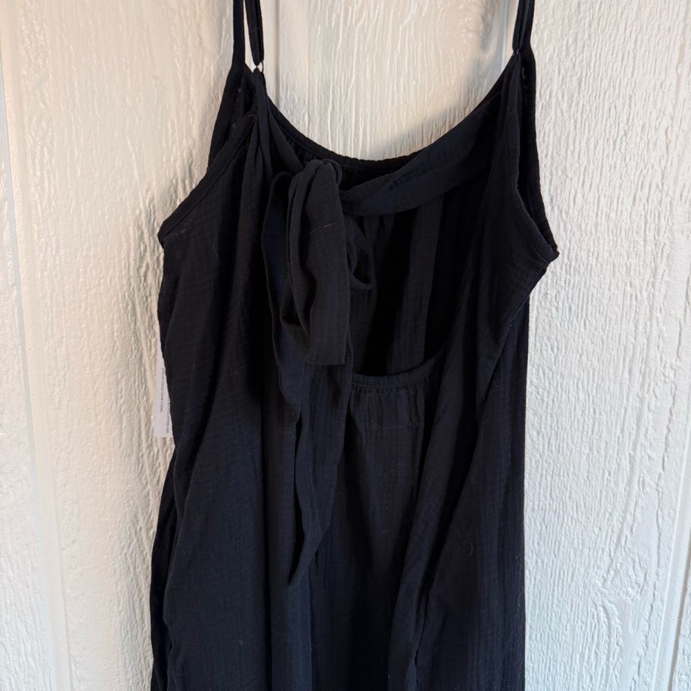 Sol Angeles Black Midi Slip Dress with Spaghetti Straps - Picture 6 of 9